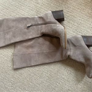 Grey suede knee high boots